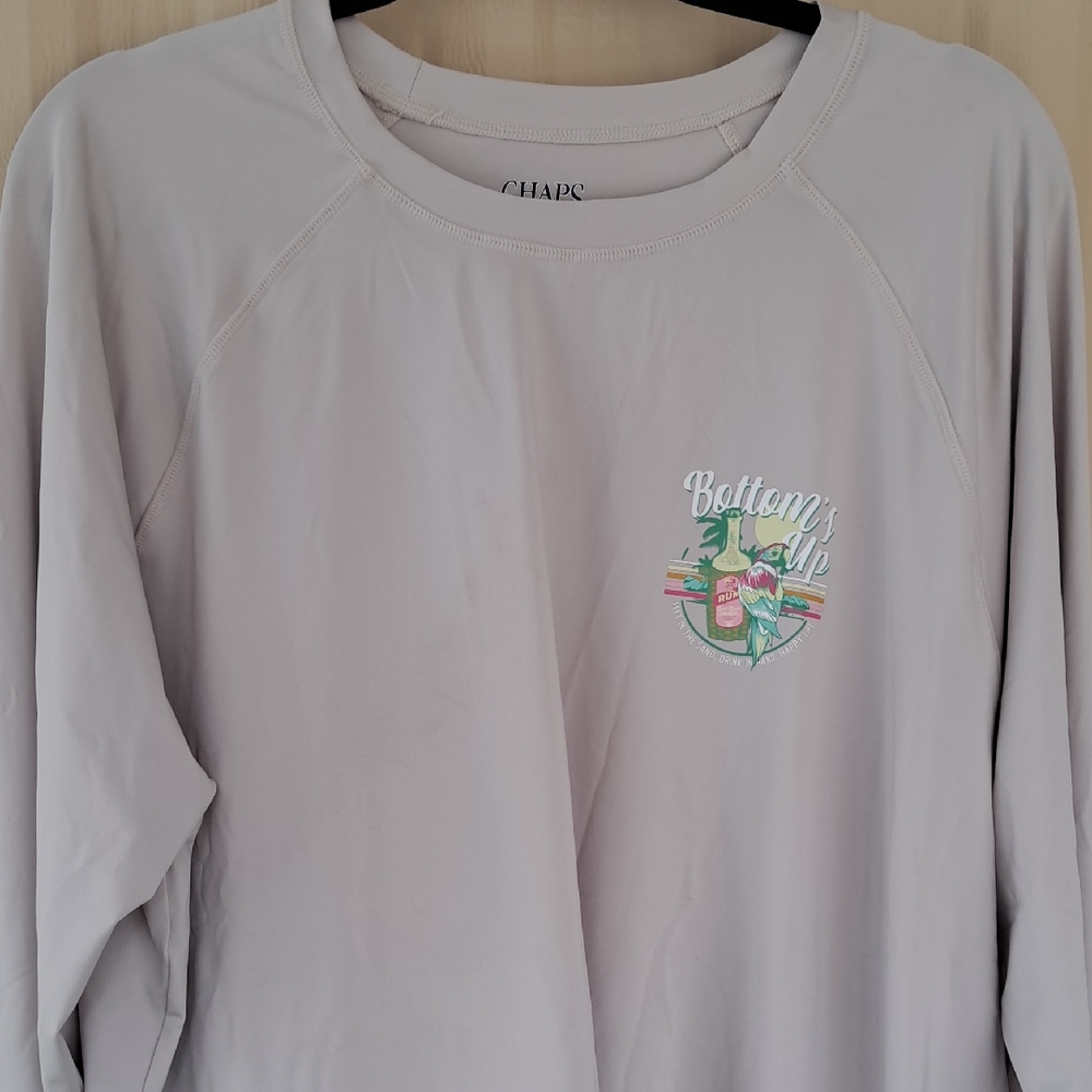 Chaps Light Tan Graphic Long Sleeve Shirt.  Size 2XL